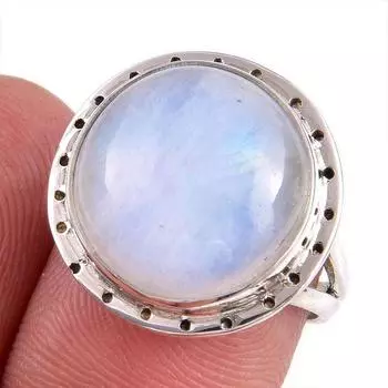 Натуральный радужный лунный камень драгоценный камень 925 чистое серебро ювелирное изделие кольцо размер 6.5 m5i36