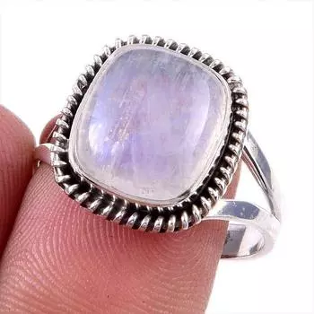 Натуральный радужный лунный камень, драгоценный камень, кольцо из стерлингового серебра 925 пробы, размер 9 e4z86