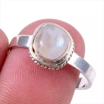 Натуральный радужный лунный камень, драгоценный камень, кольцо из стерлингового серебра 925 пробы, размер 9 P1b65