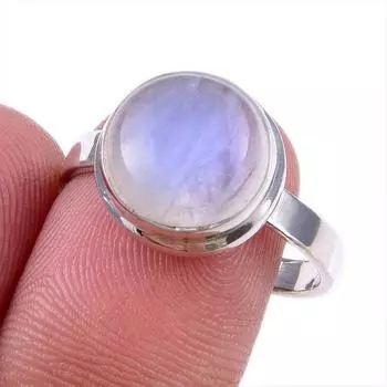 Натуральный радужный лунный камень, драгоценный камень, кольцо из стерлингового серебра 925 пробы, размер 9 m7C92