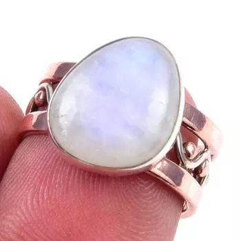 Натуральный радужный лунный камень, двухцветное кольцо из стерлингового серебра 925 пробы, размер 6 G3s72