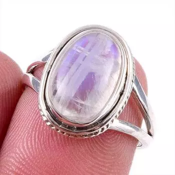 Натуральный радужный лунный камень, кольцо из стерлингового серебра 925 пробы, размер 7 y1v99