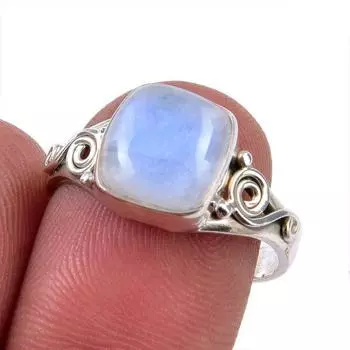 Натуральный радужный лунный камень, кольцо из стерлингового серебра 925 пробы, размер 7,5 y4s43