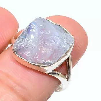 Натуральный радужный лунный камень, кольцо из стерлингового серебра 925 пробы, размер 7,5 d2c21
