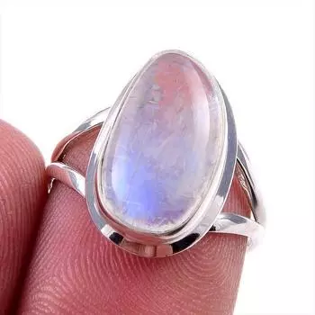 Натуральный радужный лунный камень, кольцо из стерлингового серебра 925 пробы, размер 6 w9W95