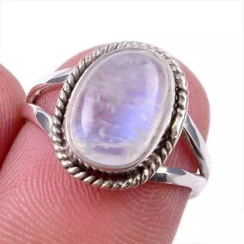 Натуральный радужный лунный камень, кольцо из стерлингового серебра 925 пробы, размер 6 g4I53
