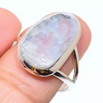 Натуральный радужный лунный камень, кольцо из стерлингового серебра 925 пробы, размер 8,5 f9U81