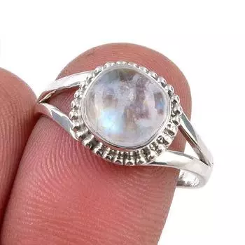 Натуральный радужный лунный камень, кольцо из стерлингового серебра 925 пробы, размер 8,5 t1n23