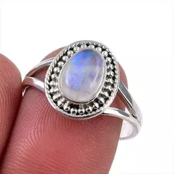 Натуральный радужный лунный камень, кольцо из стерлингового серебра 925 пробы, размер 7,5 o3t95