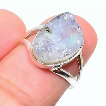 Натуральный радужный лунный камень, кольцо из стерлингового серебра 925 пробы, размер 6,5 c9V87