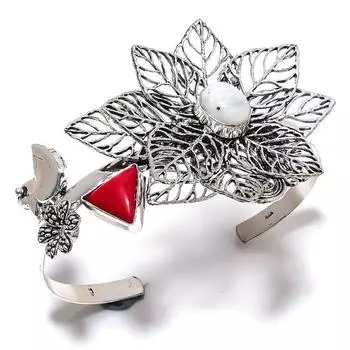 Натуральный радужный лунный камень, коралловый камень, браслет-манжета из стерлингового серебра 925 пробы, регулируемый. z4h18