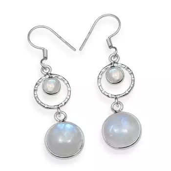 Натуральный Радужный Лунный Камень, Стерлинговое Серебро 925 пробы, серьги ручной работы круглой формы, висячие серьги для женщин и девочек