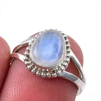 Натуральный Радужный Лунный Камень, Твердое Кольцо из Стерлингового Серебра 925 пробы, Размер 5,5 n6m03