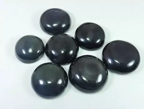 Натуральный радужный обсидиан круглый кабошон драгоценный камень россыпью 7 шт. лот 22-28 мм RQ-2502