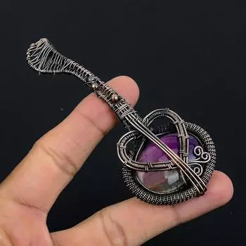 Натуральный Радужный солнечный кварц, драгоценный камень, медная проволока, подвеска для гитары 3,1 U6v64