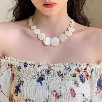 Натуральный размер ракушки постепенное изменение диска ожерелье женское легкое роскошный дизайн Sense Niche элегантная мода цепочка на шею ключичная цепочка