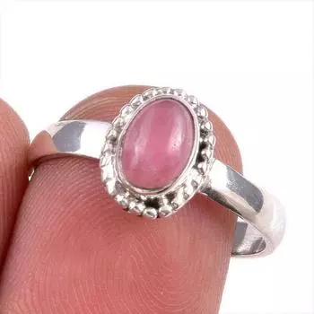 Натуральный родохрозит драгоценный камень 925 цельное серебро ювелирное кольцо S.8 m0a40