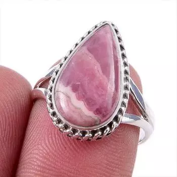 Натуральный родохрозит драгоценный камень 925 цельное серебро ювелирное кольцо S.7 O1c94