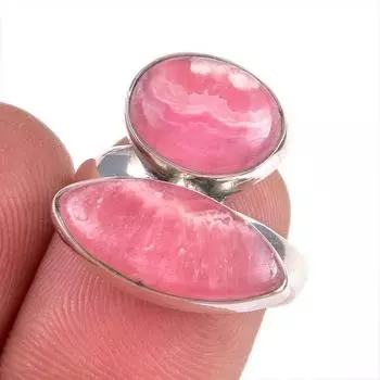 Натуральный родохрозит драгоценный камень 925 цельное серебро ювелирное кольцо S.6.5 L2g08