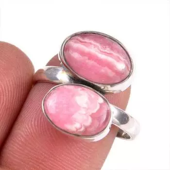 Натуральный родохрозит драгоценный камень 925 цельное серебро ювелирное кольцо S.9 Z2k02