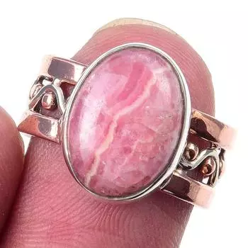 Натуральный родохрозит драгоценный камень 925 стерлингового серебра двухцветное подарочное кольцо S.6 r4y59