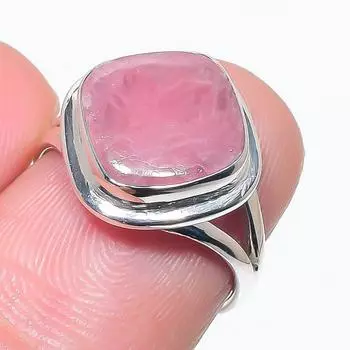Натуральный родохрозит драгоценный камень ручная работа 925 цельное серебро ювелирное кольцо S.6 e3s82