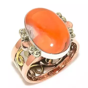 Натуральный родохрозит, двухцветное ювелирное кольцо из твердого серебра 925 пробы S.7.5 U8Q12