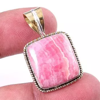 Натуральный родохрозит из чистого серебра 925 пробы, подарочный двухцветный кулон 1,25 дюйма V7b63