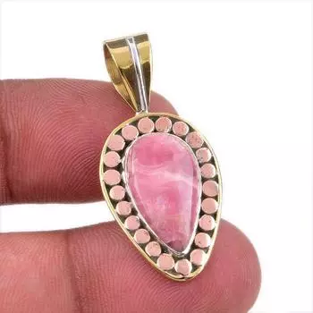 Натуральный родохрозит из чистого серебра 925 пробы, подарочный двухцветный кулон 1,50 дюйма e0U91