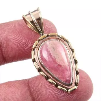 Натуральный родохрозит из чистого серебра 925 пробы, подарочный двухцветный кулон 1,50 дюйма o0f44