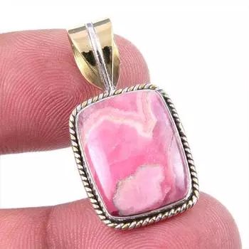 Натуральный родохрозит из чистого серебра 925 пробы, подарочный двухцветный кулон 1,25 дюйма P3u85