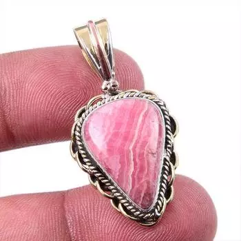 Натуральный родохрозит из стерлингового серебра 925 пробы, подарочный двухцветный кулон 1,50 дюйма k7H17