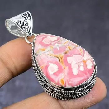 Натуральный родохрозит, серебряный кулон 925 пробы, ювелирное изделие, 2,17 дюйма, Y3Y83