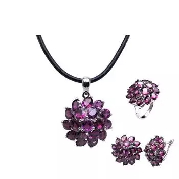 Натуральный родолит, драгоценный камень, ожерелье/серьги/кольцо, ювелирные изделия из стерлингового серебра 925 пробы, элегантный дизайн для женщин, подарок на день Святого Валентина US RING SIZE:6# красный