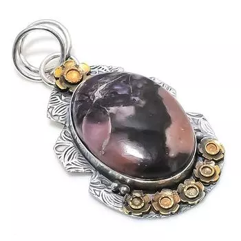 Натуральный родонит, двухцветный кулон из стерлингового серебра 925 пробы, размер 2,21 дюйма, D8o04