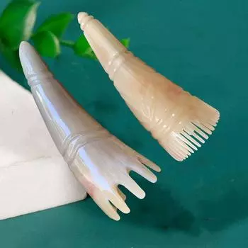 Натуральный роговой меридиональный массажный гребень для головы и тела wide-tooth shampoo comb 8-10cm чёрный