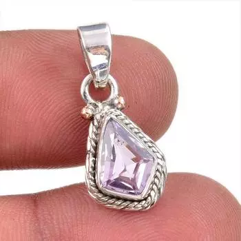 Натуральный розовый аметист, драгоценный камень, стерлинговое серебро 925 пробы, ювелирный кулон, 1 дюйм, p2h13