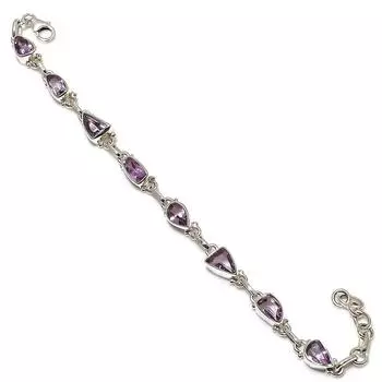 Натуральный розовый аметист, драгоценный камень, стерлинговое серебро 925 пробы, подарочный браслет 7-8 дюймов t3r33