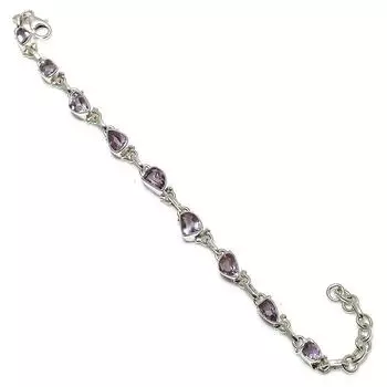 Натуральный розовый аметист, драгоценный камень, стерлинговое серебро 925 пробы, подарочный браслет 7-8 дюймов d9t93