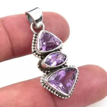 Натуральный розовый аметист, драгоценный камень, стерлинговое серебро 925 пробы, подарочная подвеска, 1,50 дюйма, Q7p89