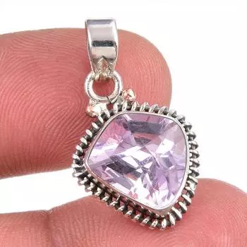 Натуральный розовый аметист, драгоценный камень, стерлинговое серебро 925 пробы, ювелирный кулон, 1 дюйм, H2q13