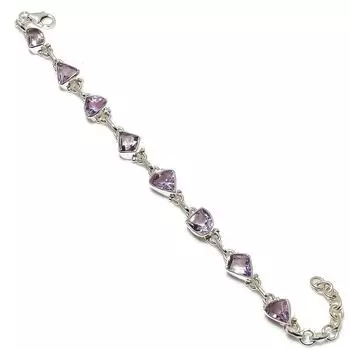 Натуральный розовый аметист, драгоценный камень, стерлинговое серебро 925 пробы, подарочный браслет, 7–8 дюймов, Y5e18