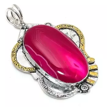 Натуральный розовый кружевной агат, двухцветный кулон из стерлингового серебра 925 пробы, 2,64 дюйма, e7K67