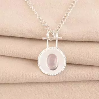 Натуральный Розовый Кварц Драгоценный Камень 925 Стерлинговое Серебро Ювелирные Изделия Подвеска Ручной Работы 1,4 PP-57-32