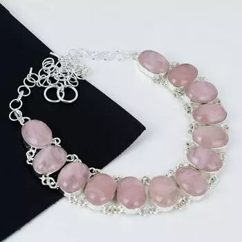 Натуральный розовый кварц драгоценный камень ручной работы из стерлингового серебра 925 пробы гальванопластика ожерелье, розовый кварц серебро для жены унисекс кулон подарки на день рождения 20 розовый