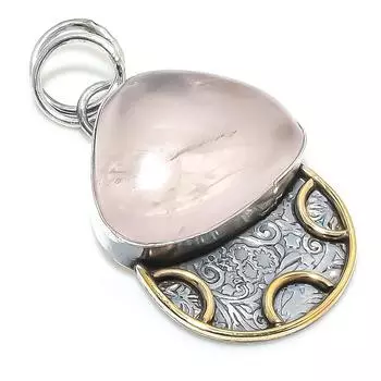 Натуральный розовый кварц, двухцветный кулон из стерлингового серебра 925 пробы, 1,89 дюйма, y8R37