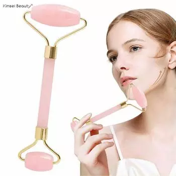 Натуральный розовый кварц, нефритовый роликовый набор Гуа Ша, массажер для лица и тела, роликовый массажный набор с нефритовым камнем, лифтинг для лица, косметический массажный инструмент