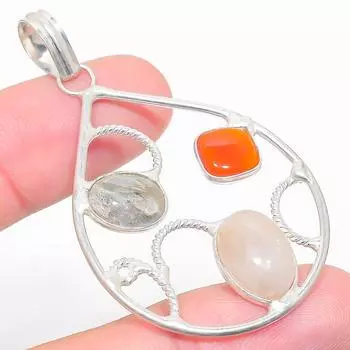 Натуральный розовый кварц, сердолик, этнический подарочный ювелирный кулон 2,29 дюйма q7N62