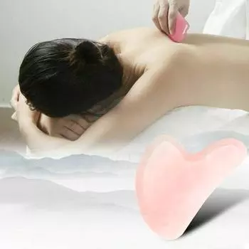 Натуральный розовый кварцевый камень Гуаша, массажер для лица, шеи, тела, Гуаша, доска-массажер розовый