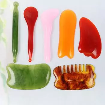 Натуральный розовый кварцевый нефритовый массажный камень для гуаша-доски, скраб для лица